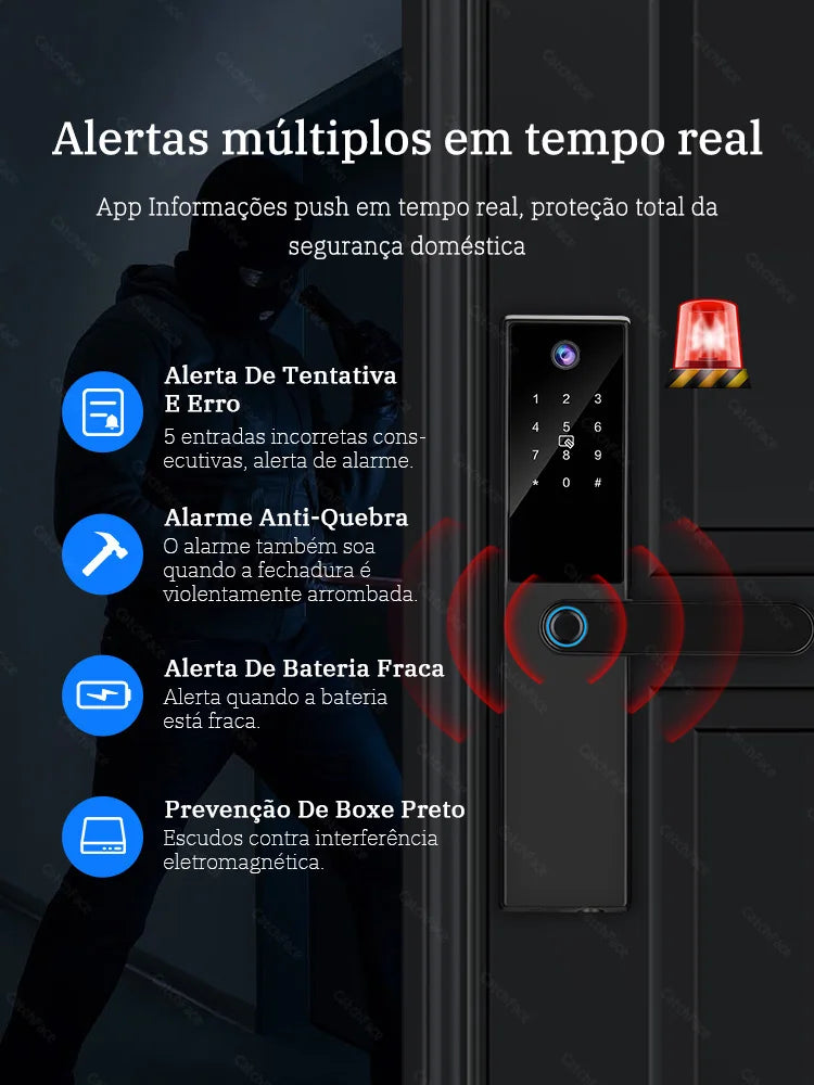 Fechadura Digital Tuya Smart – Desbloqueio por Digital, Senha, Cartão RFID e App Bluetooth!