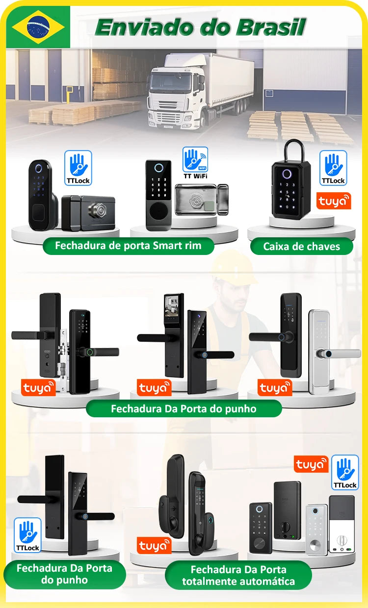 Fechadura Digital Tuya Smart – Desbloqueio por Digital, Senha, Cartão RFID e App Bluetooth!