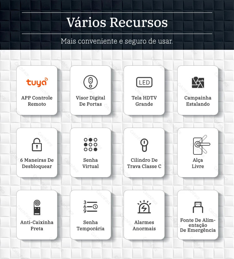 Fechadura Digital Tuya Smart – Desbloqueio por Digital, Senha, Cartão RFID e App Bluetooth!