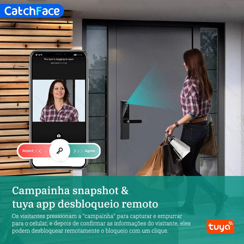 Fechadura Digital Tuya Smart – Desbloqueio por Digital, Senha, Cartão RFID e App Bluetooth!